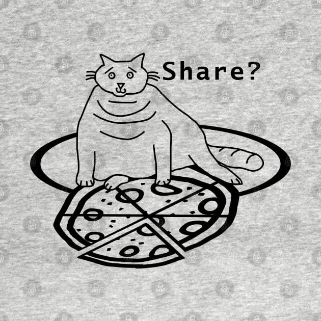 Chonky Cat finds Pizza Outline by ellenhenryart